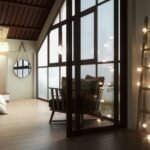 Cosy neutral bedroom with warm ambient lighting