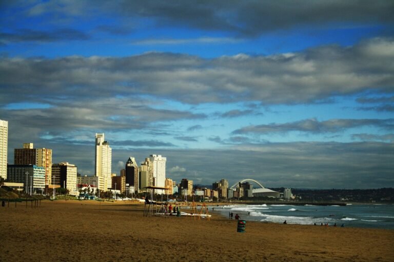 Durban beachfront coastline during a relaxing coastal weekend getaway